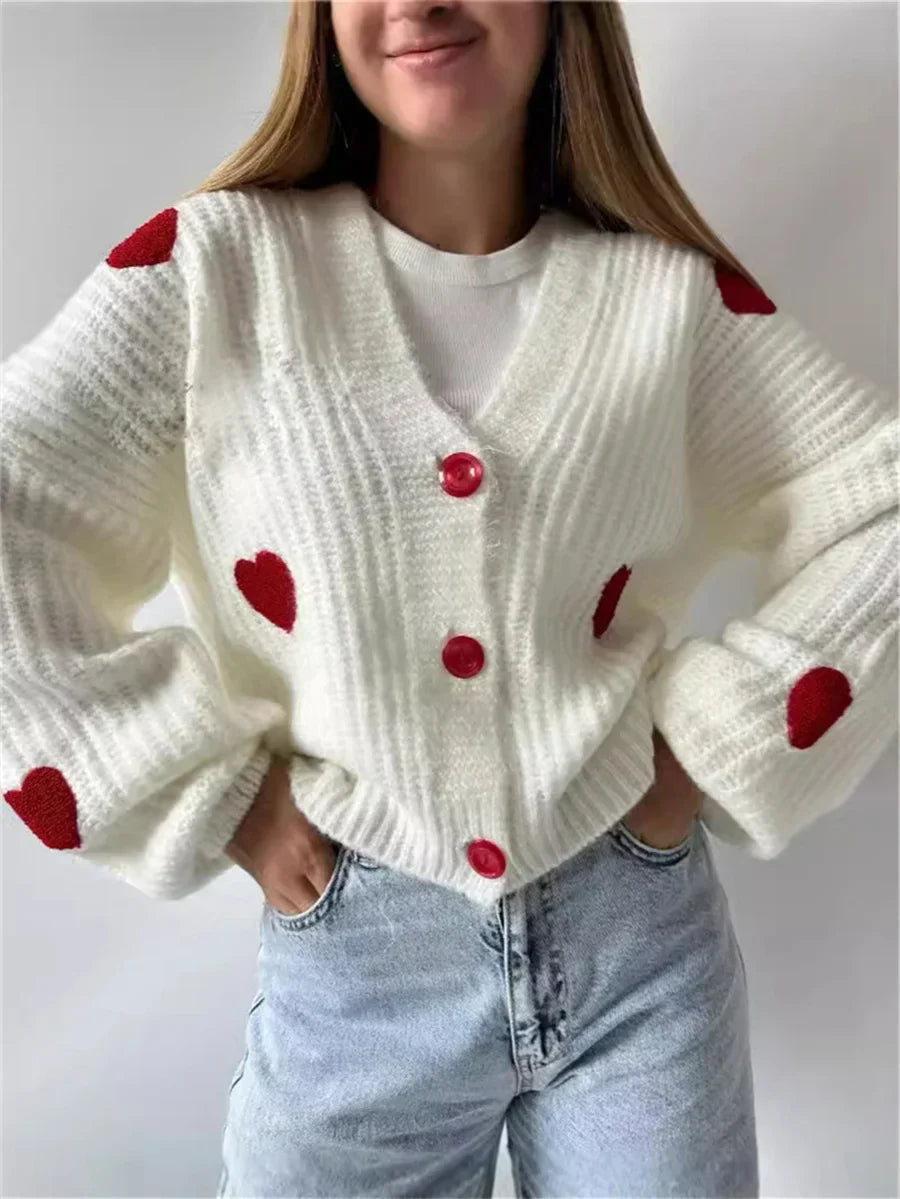 3D Heart Patchwork Valentine’s Day Cardigan