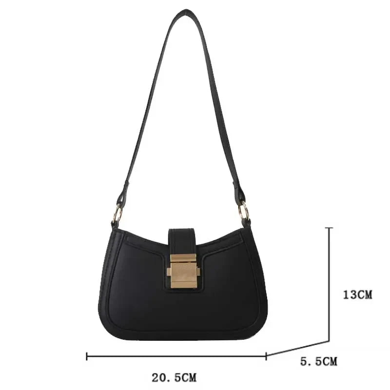 Brown Gold Buckle Vintage Shoulder Bag