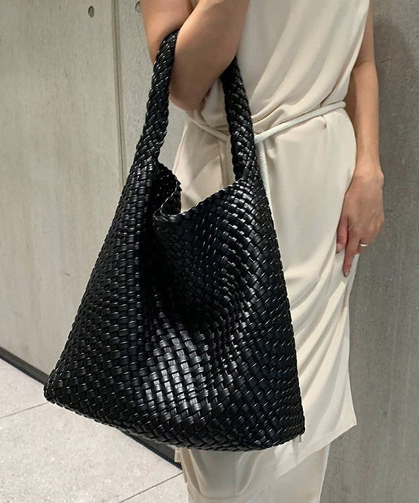 Faux Shoulder White Bag Capacity Leather Large