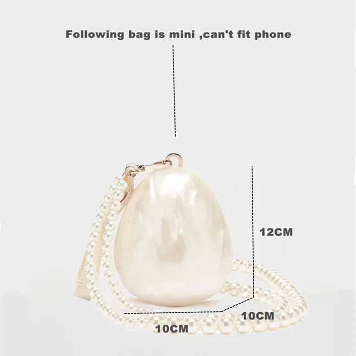 Mini Acrylic Egg Bag Beaded Strap Evening Clutch Bag