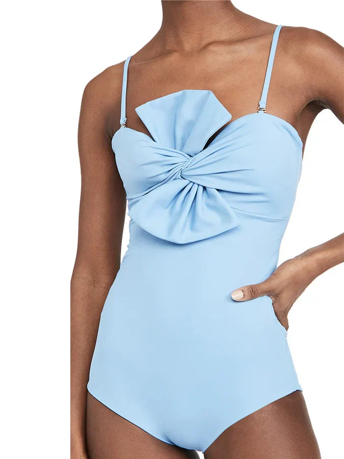 Chest Knot Halter One Piece Swimsuit