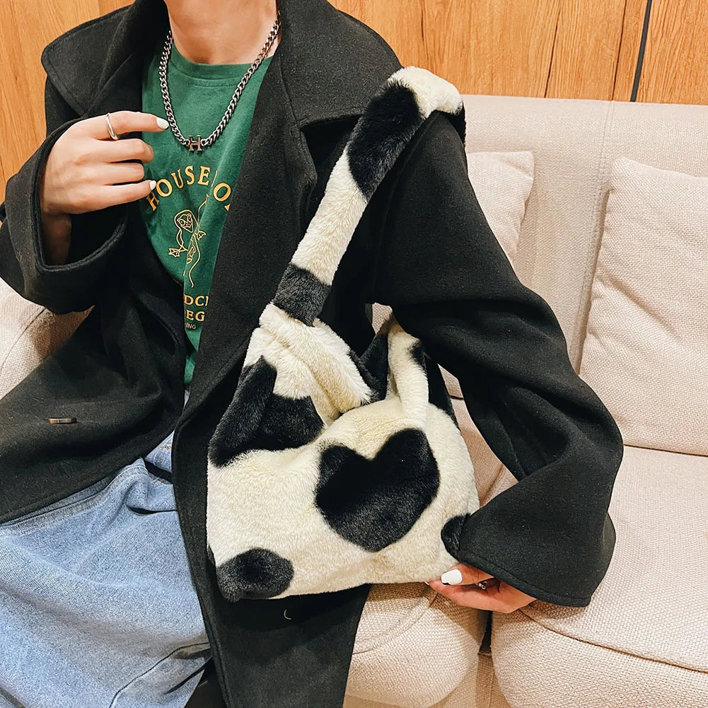 Leopard Love Heart Pattern Underarm Shoulder Bag