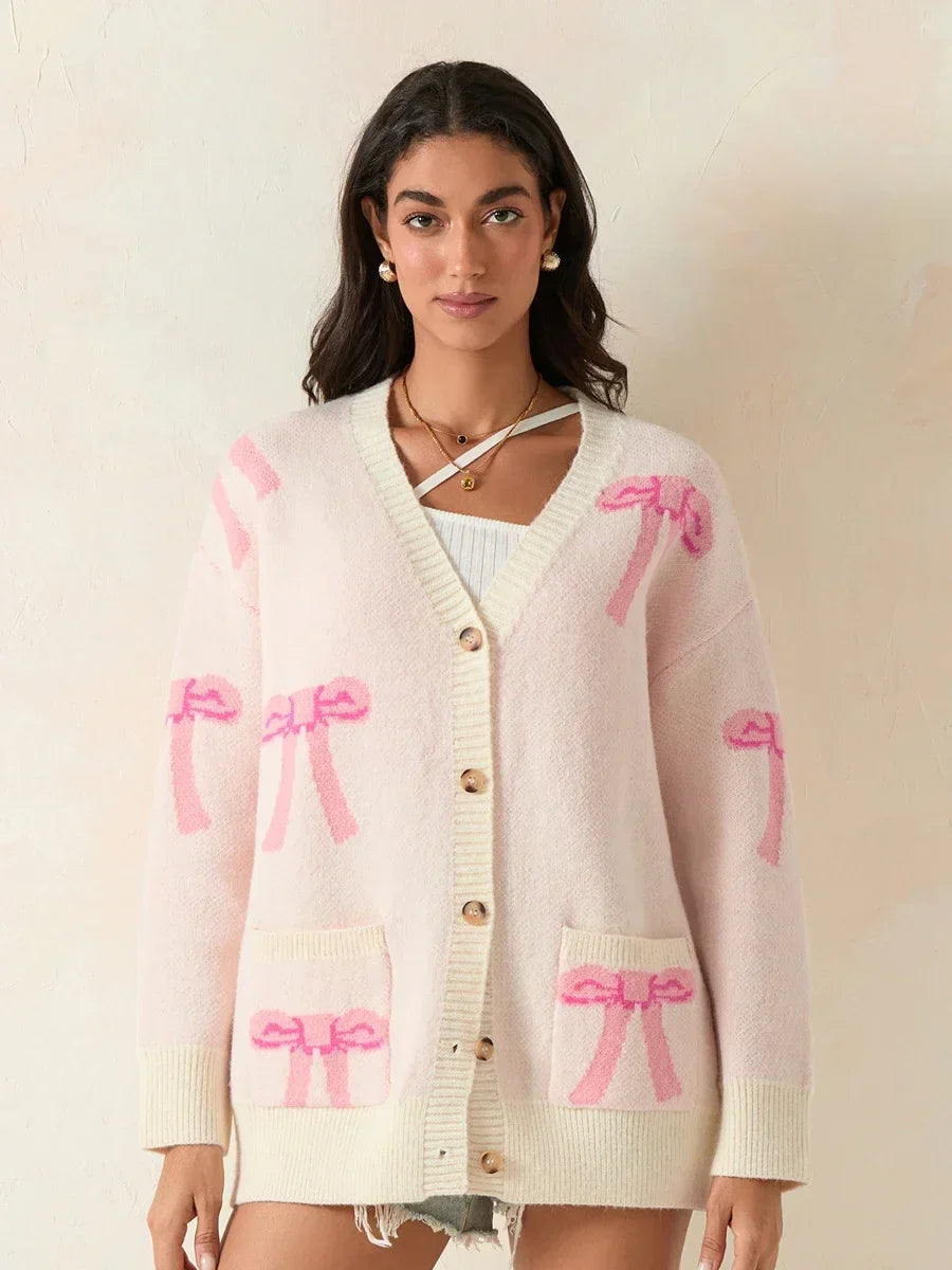 Bow Print Button Cardigan 4