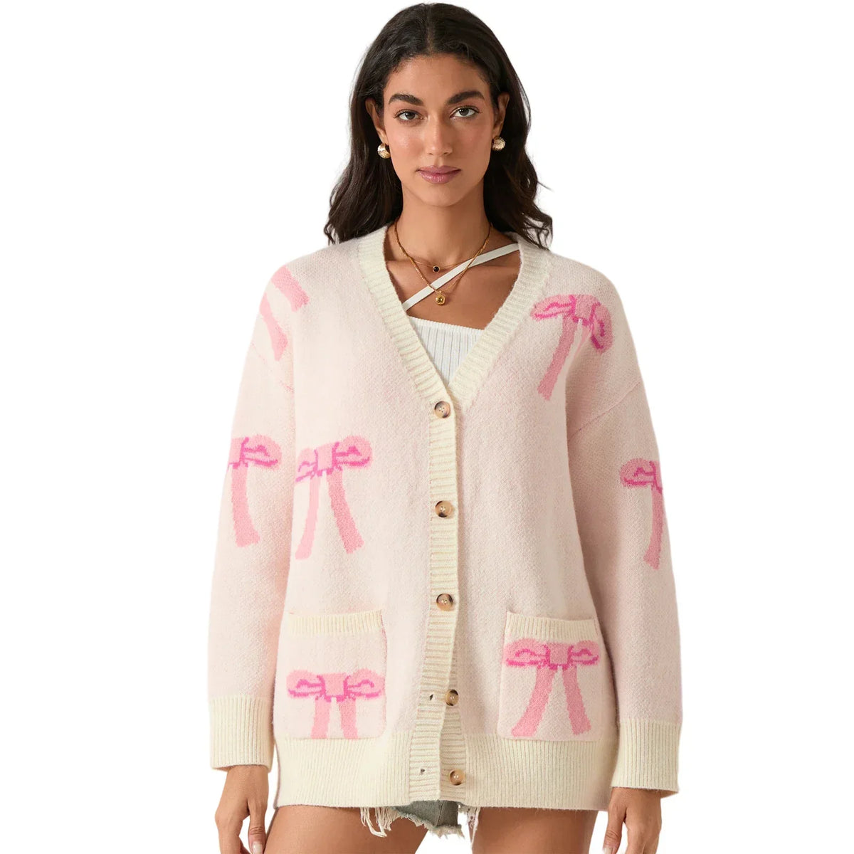 Bow Print Button Cardigan 7