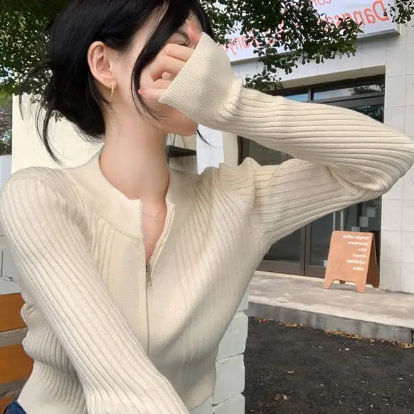 Double-Headed Zipper High Quality Knitted Cardigan Coat