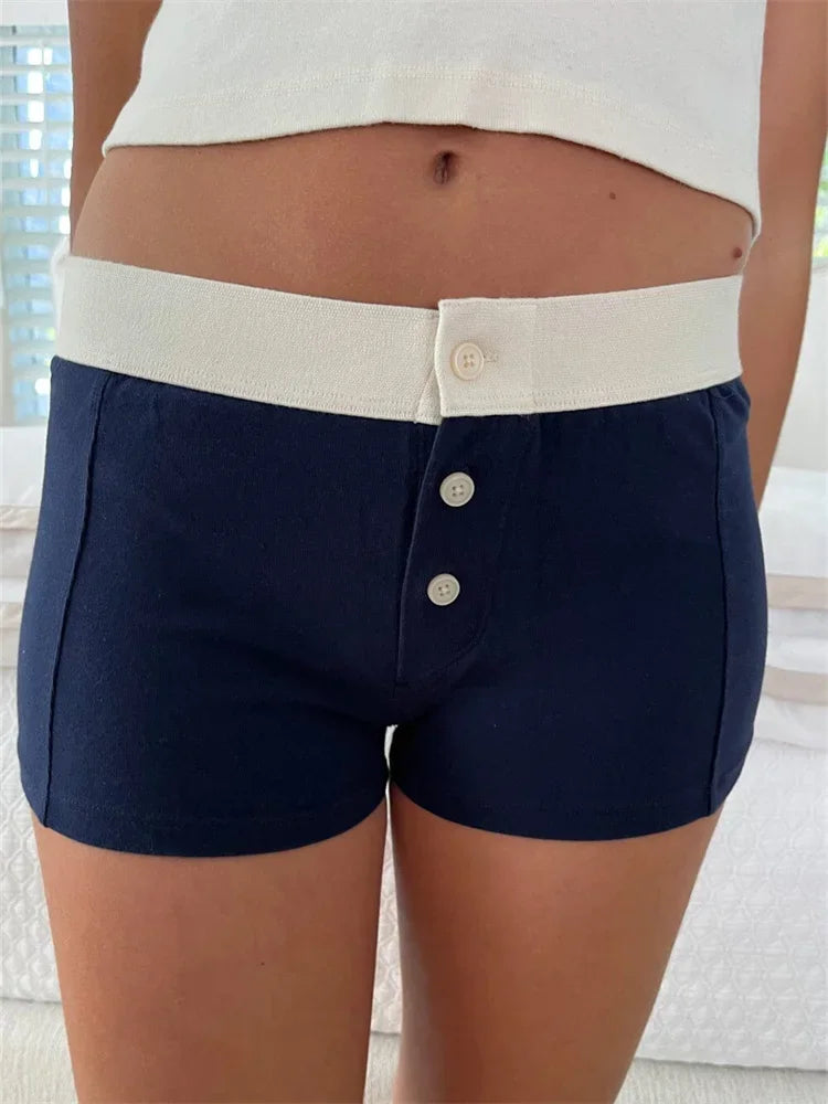 Solid Heart Print Elastic Short