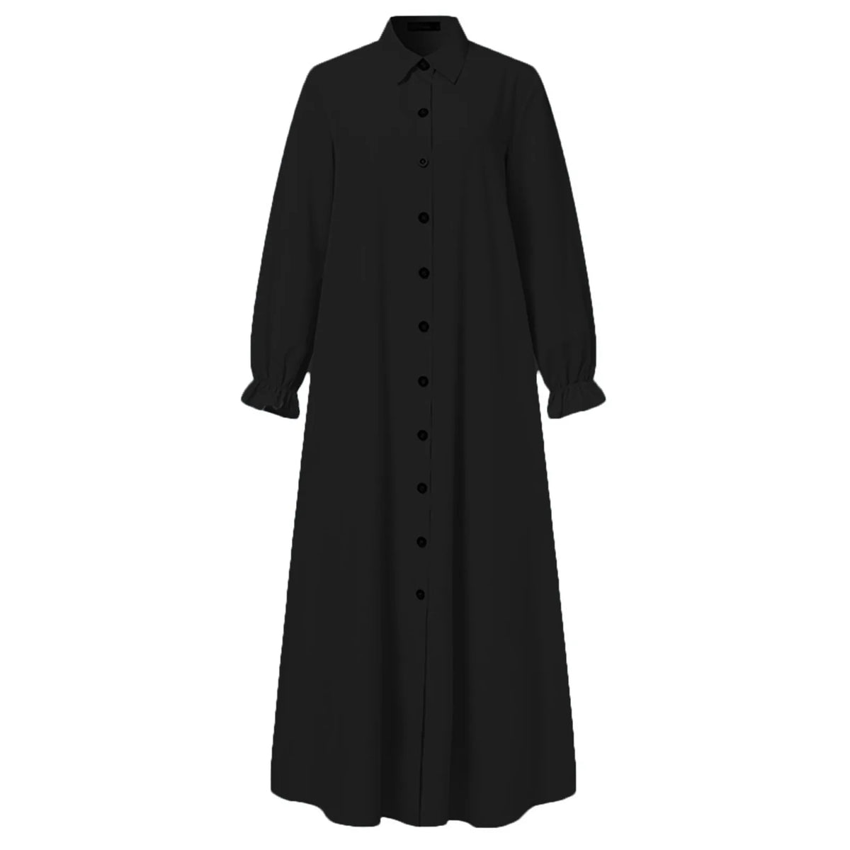 Clothing Long Sleeve Muslim Robe Islamic Clothing Abaya Shirt Buttoned Dubai Turkish Femme Hijab Arabic Wear Dress 5