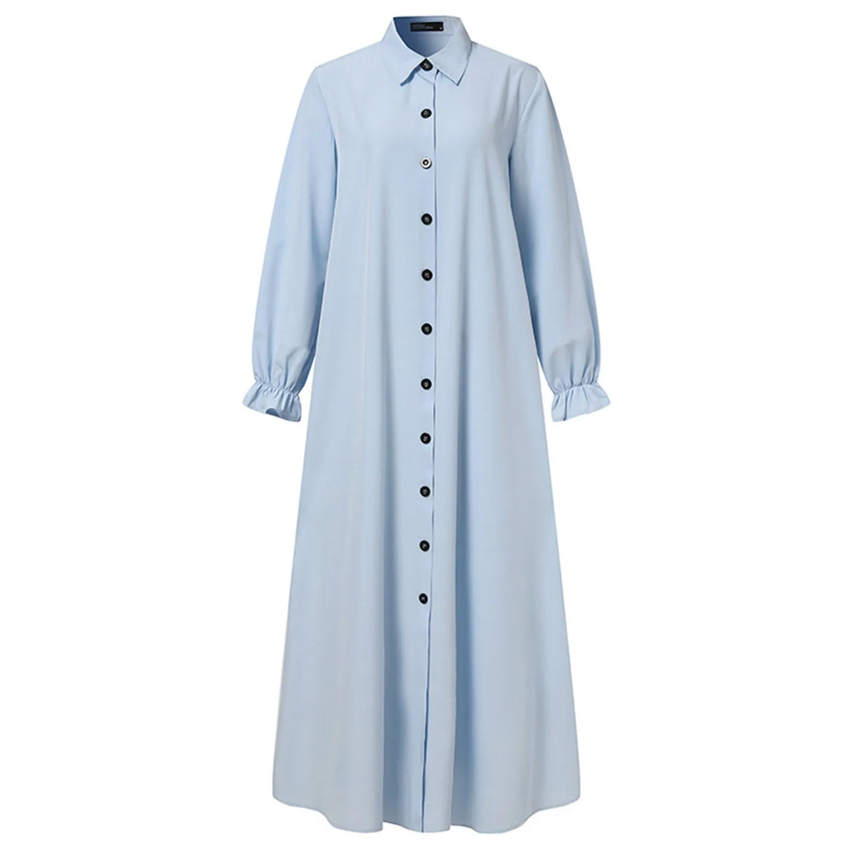 Clothing Long Sleeve Muslim Robe Islamic Clothing Abaya Shirt Buttoned Dubai Turkish Femme Hijab Arabic Wear Dress 3