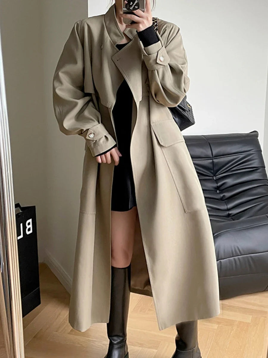 Windbreak Fashion Long Jacket Korean Casual Belt Cardigan Coats - Fashionpara