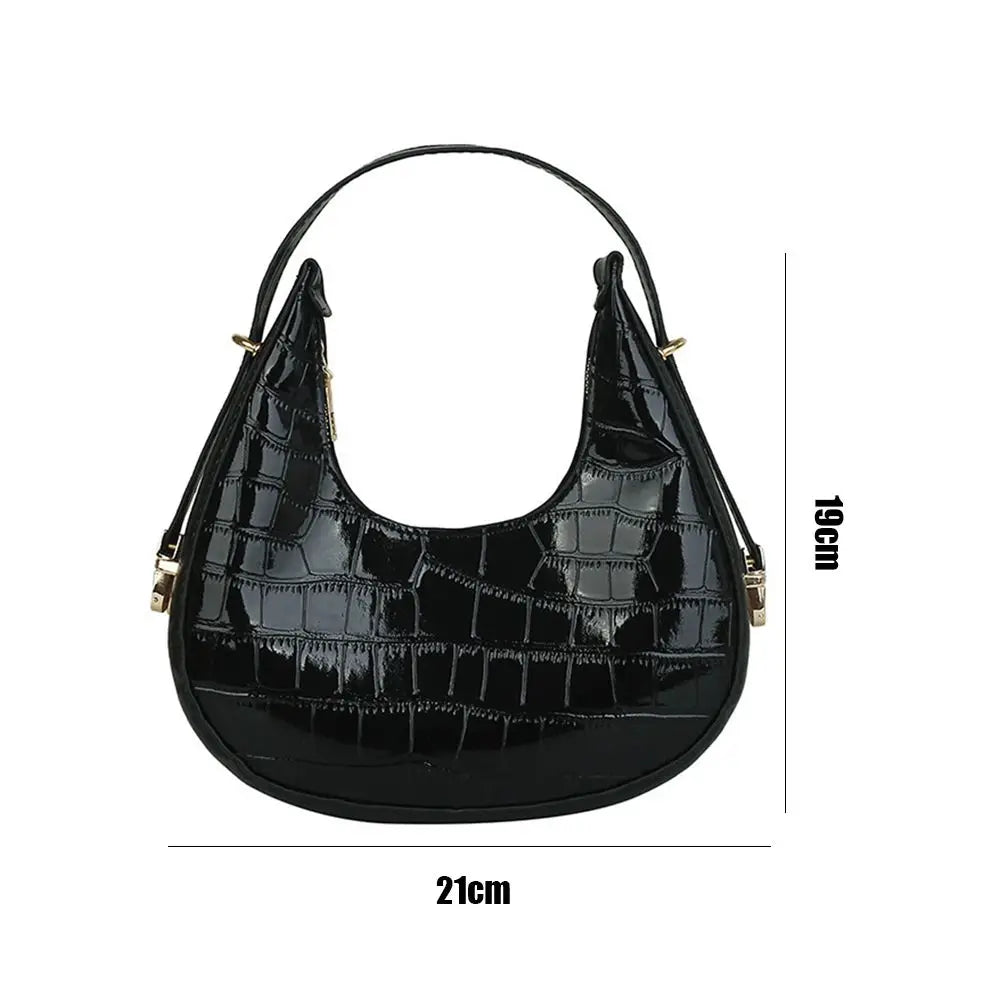 Crocodile Grain Simple PU Leather Shoulder Handbag