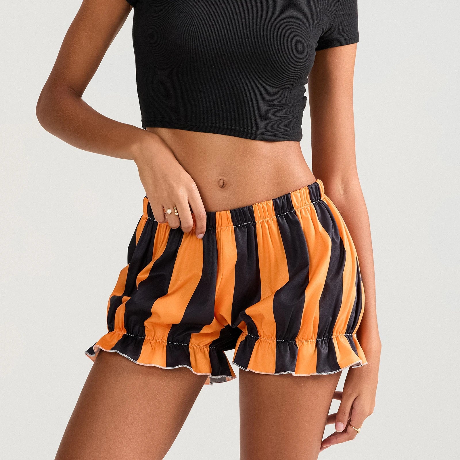 HalLoween Stripe Elastic Waist Short