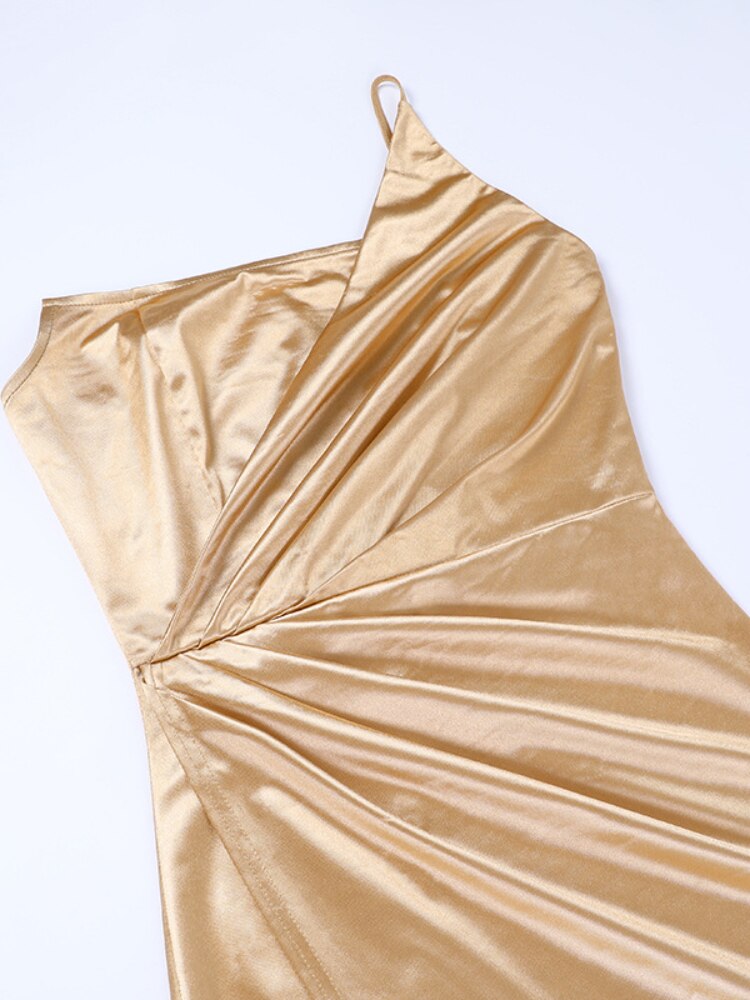 Split Gold Strapless Party Dresses 11