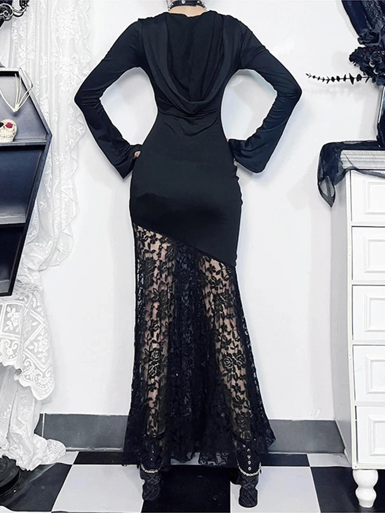 Covered Lace Cross Hollow Full-Length Dress