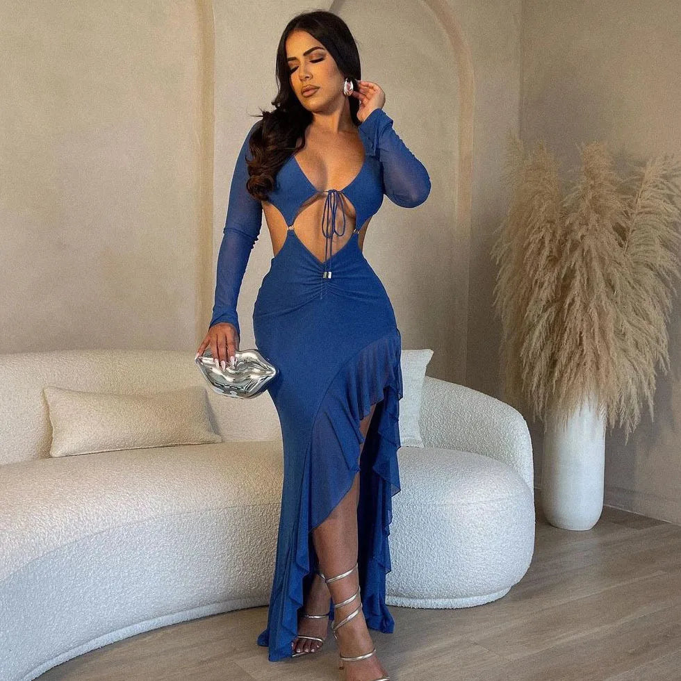Hollow Backless High Wedding Clothing Y2K Midi Dresses - View 4