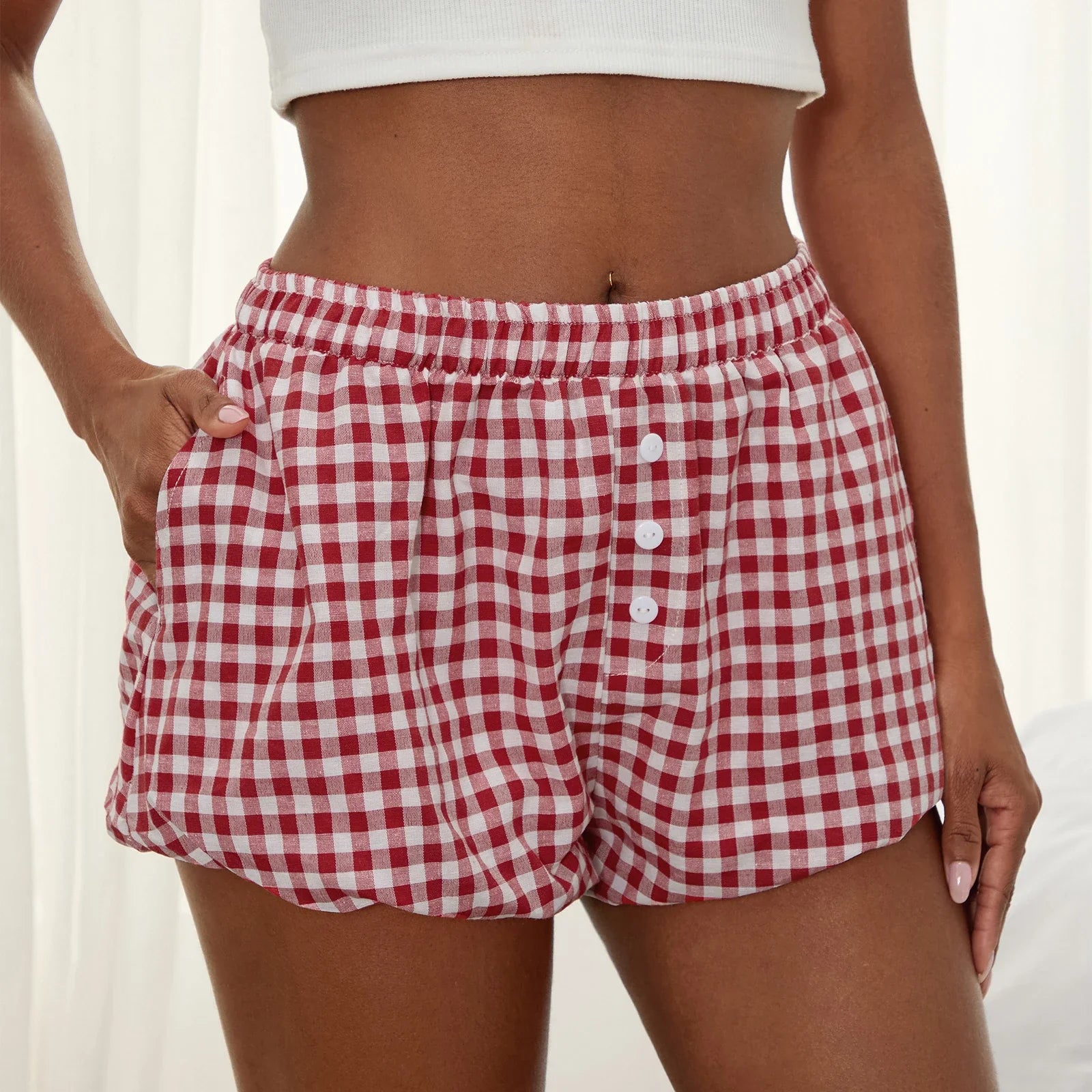 Kawaii Plaid Pumpkin Lounge Short