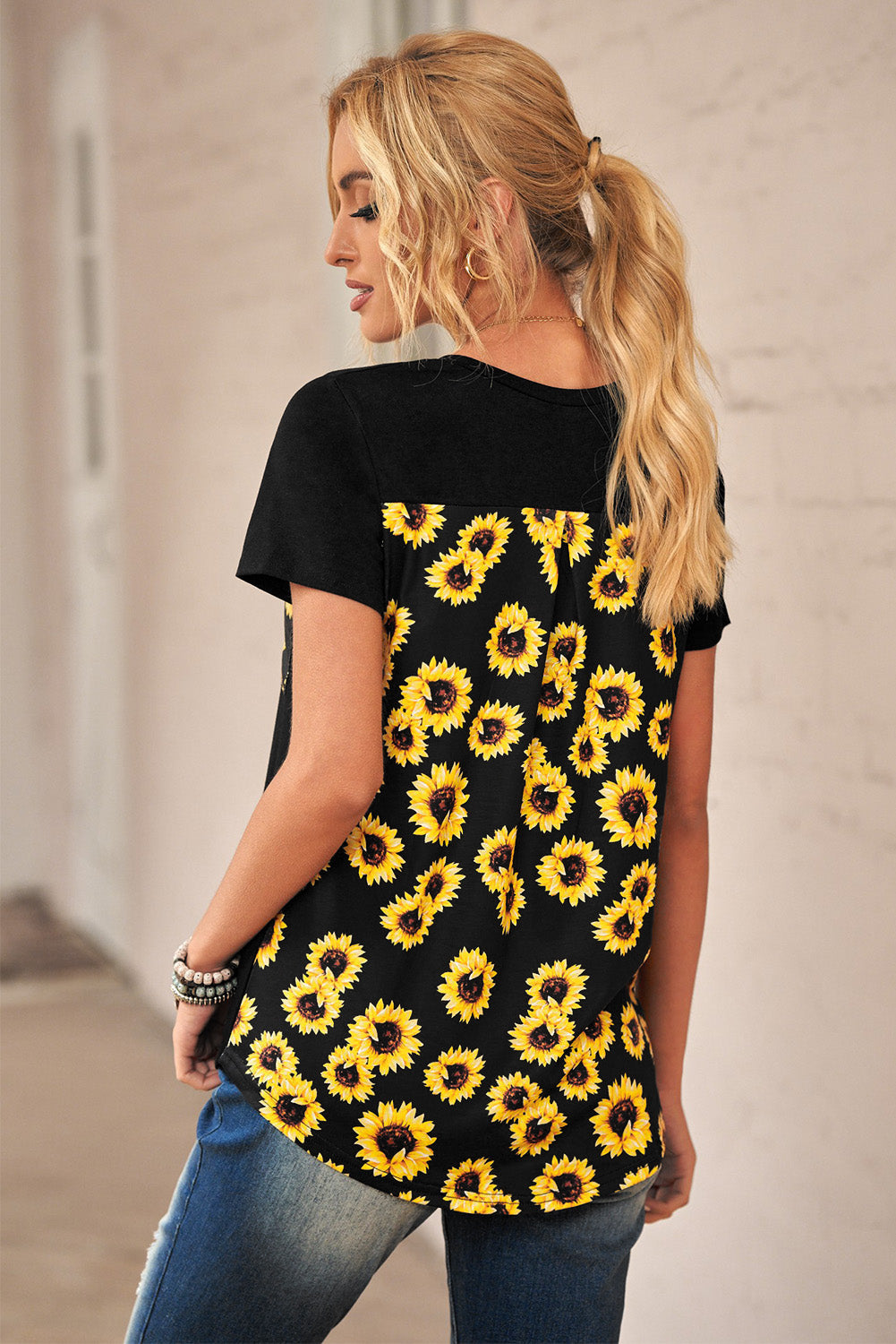 KittenAlarm - Women's Leopard Printed Splicing Short Sleeve T-Shirt Pocket Blouse