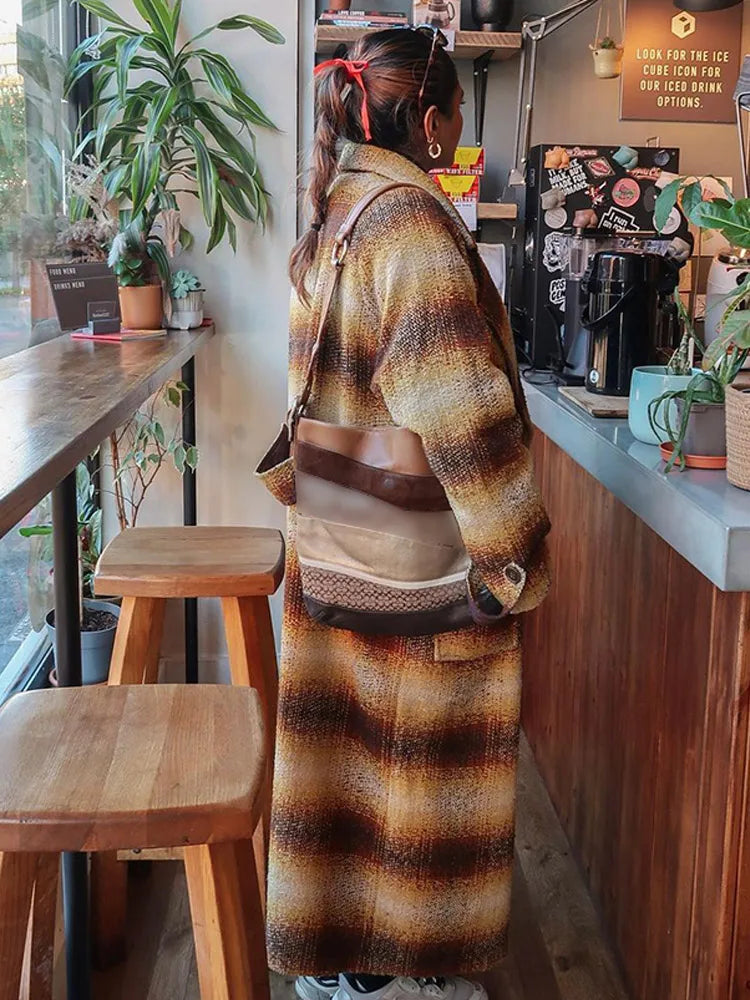 Cashmere Blends Plaid Wool Coat