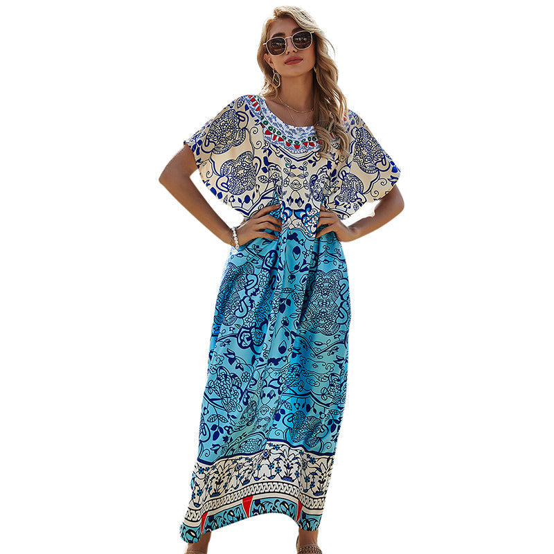 KittenAlarm - Women's Loose Large Size Printed Dress Casual Blouse