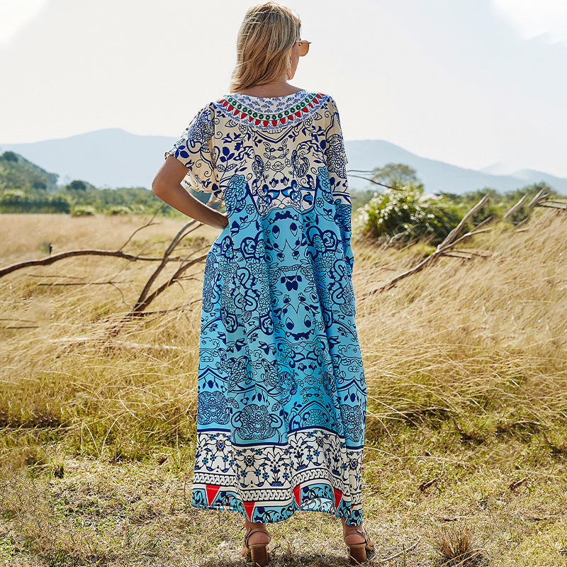 Women's Loose Large Size Printed Dress Casual Blouse - Fashionpara