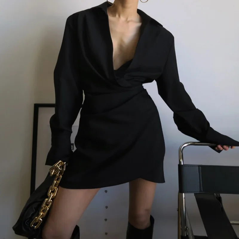 Draping Collage Kink Shirt Style Mini Dress