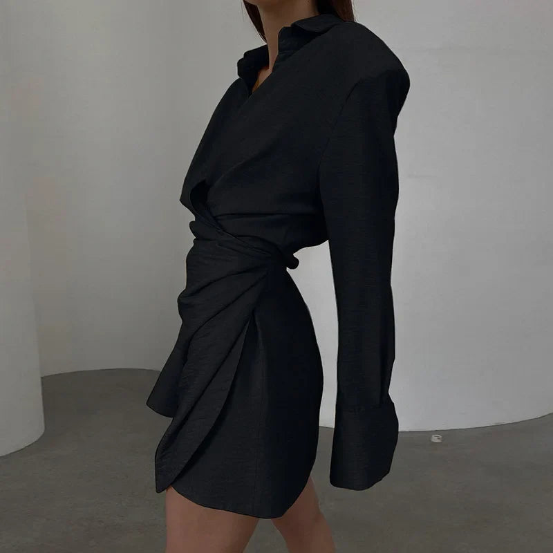 Draping Collage Kink Shirt Style Mini Dress 4