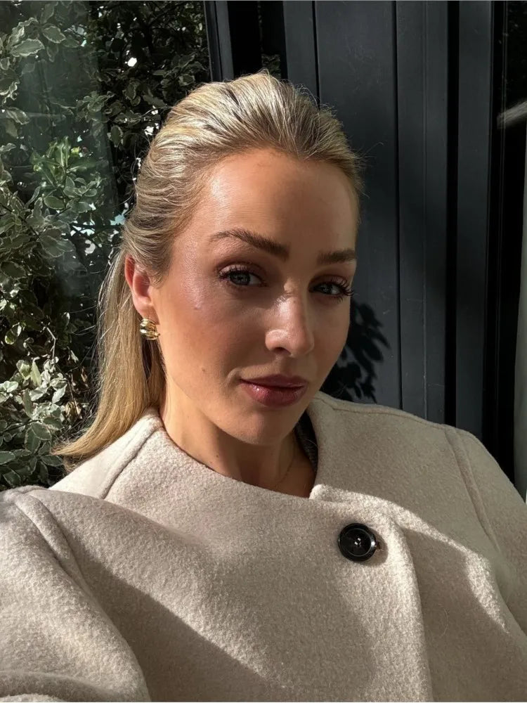 Casual Round Neck Loose Woolen Overcoat - Fashionpara