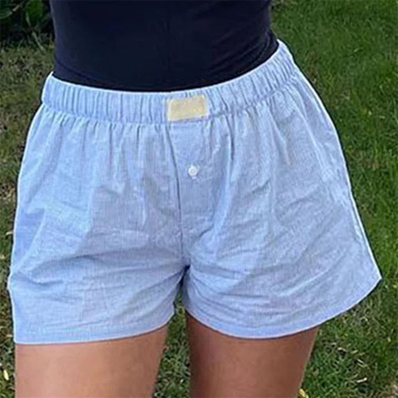 Plaid Pajama Elastic Waist Short