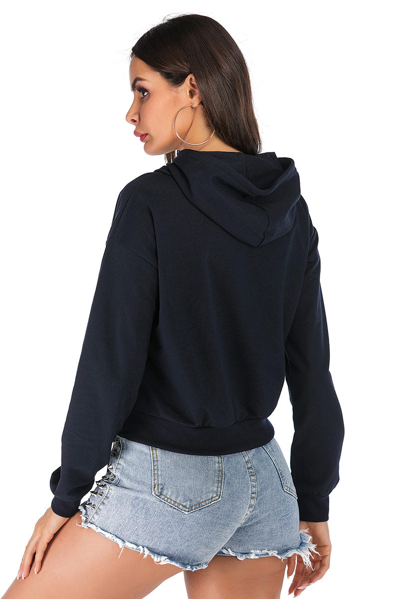 Women's Color-block Drawstring Sweatshirt