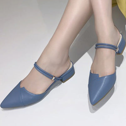 Women's Faux Leather Closed-toe Low Heel Sandals - Mislish