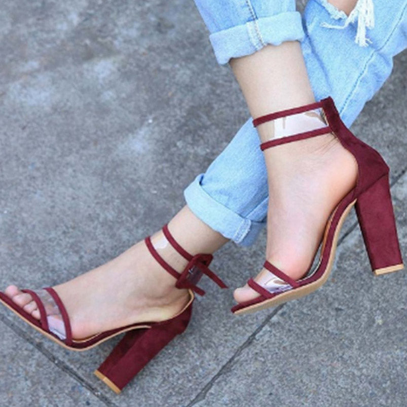 Women's Ankle Straps Chunky High Heel Sandals - Mislish