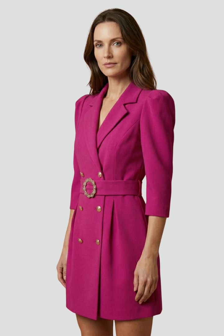 Notch Lapel Belted Double Breasted Blazer Mini Dress 3