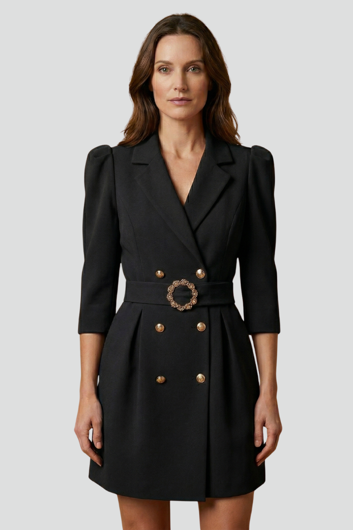 Notch Lapel Belted Double Breasted Blazer Mini Dress 8