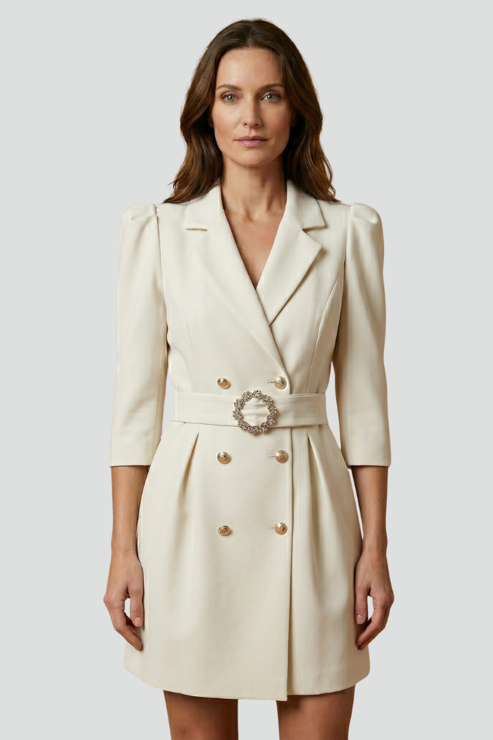Notch Lapel Belted Double Breasted Blazer Mini Dress 7