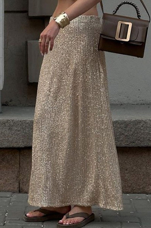 Women's Casual Holiday Party Sequined Long Skirt