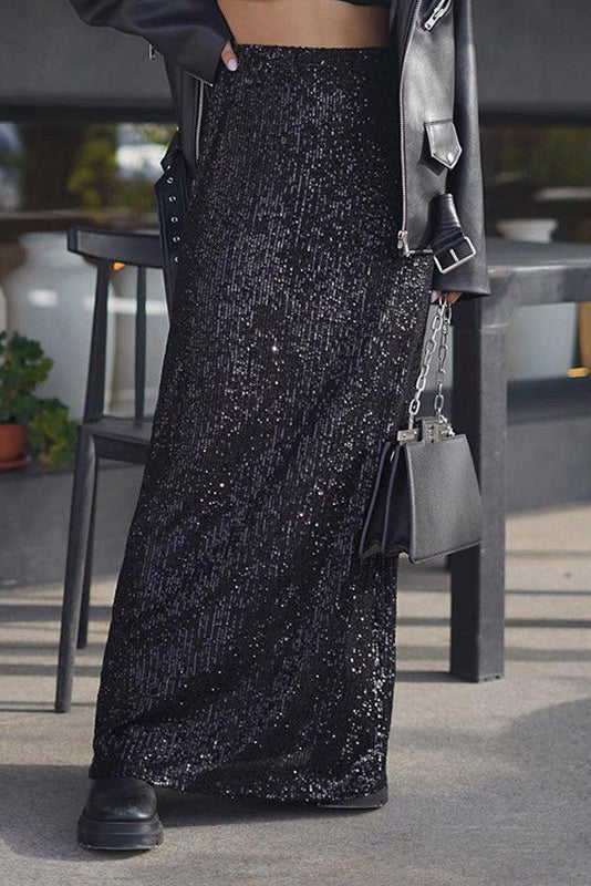 Women's Casual Holiday Party Sequined Long Skirt
