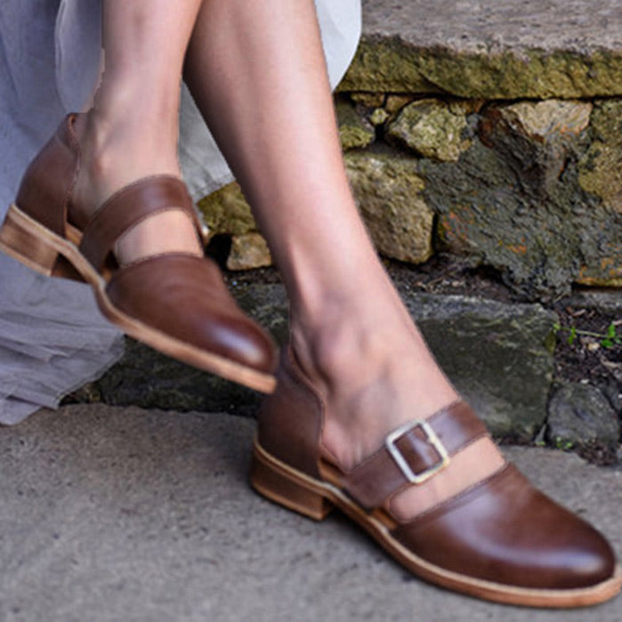 Low Heel Closed-toe Pump Shoes With Buckle