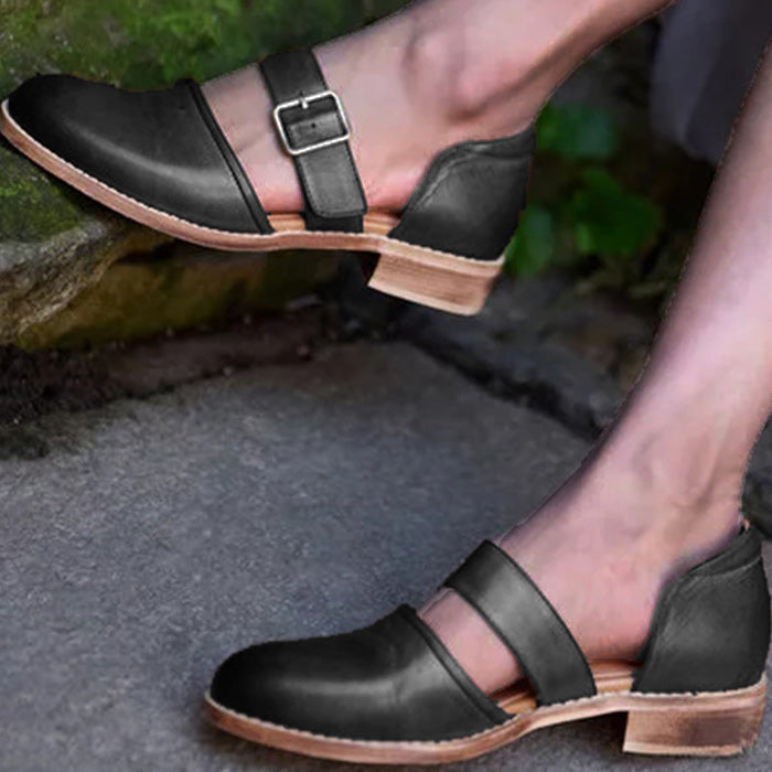 Low Heel Closed-toe Pump Shoes With Buckle