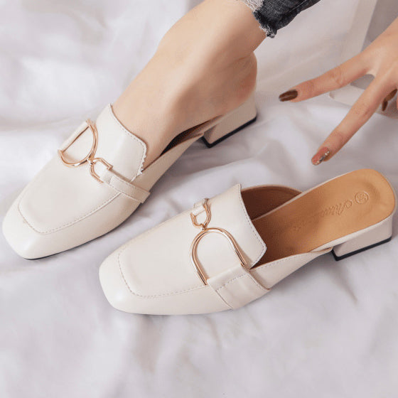 PU Flat Heel Closed Toe Sandals - Mislish