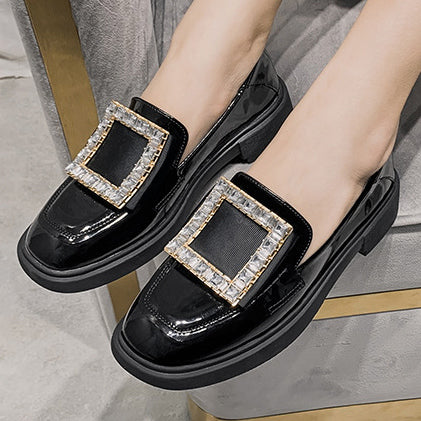 Women's PU Closed Flats With Rhinestone