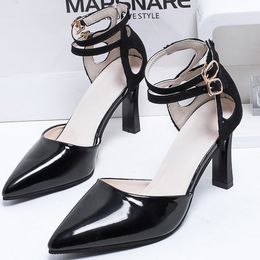 Stiletto Heel Pumps Sandals With Double Buckles - Mislish