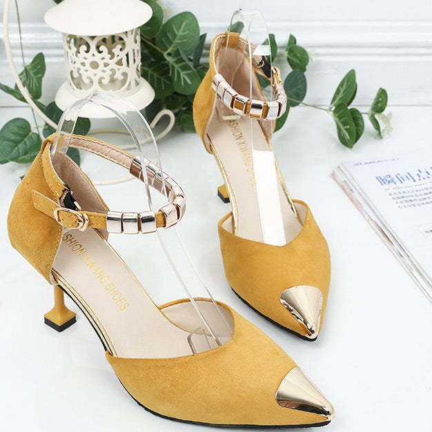 Closed-toe Ankle Strap Pumps Stiletto Heel Sandals - Mislish