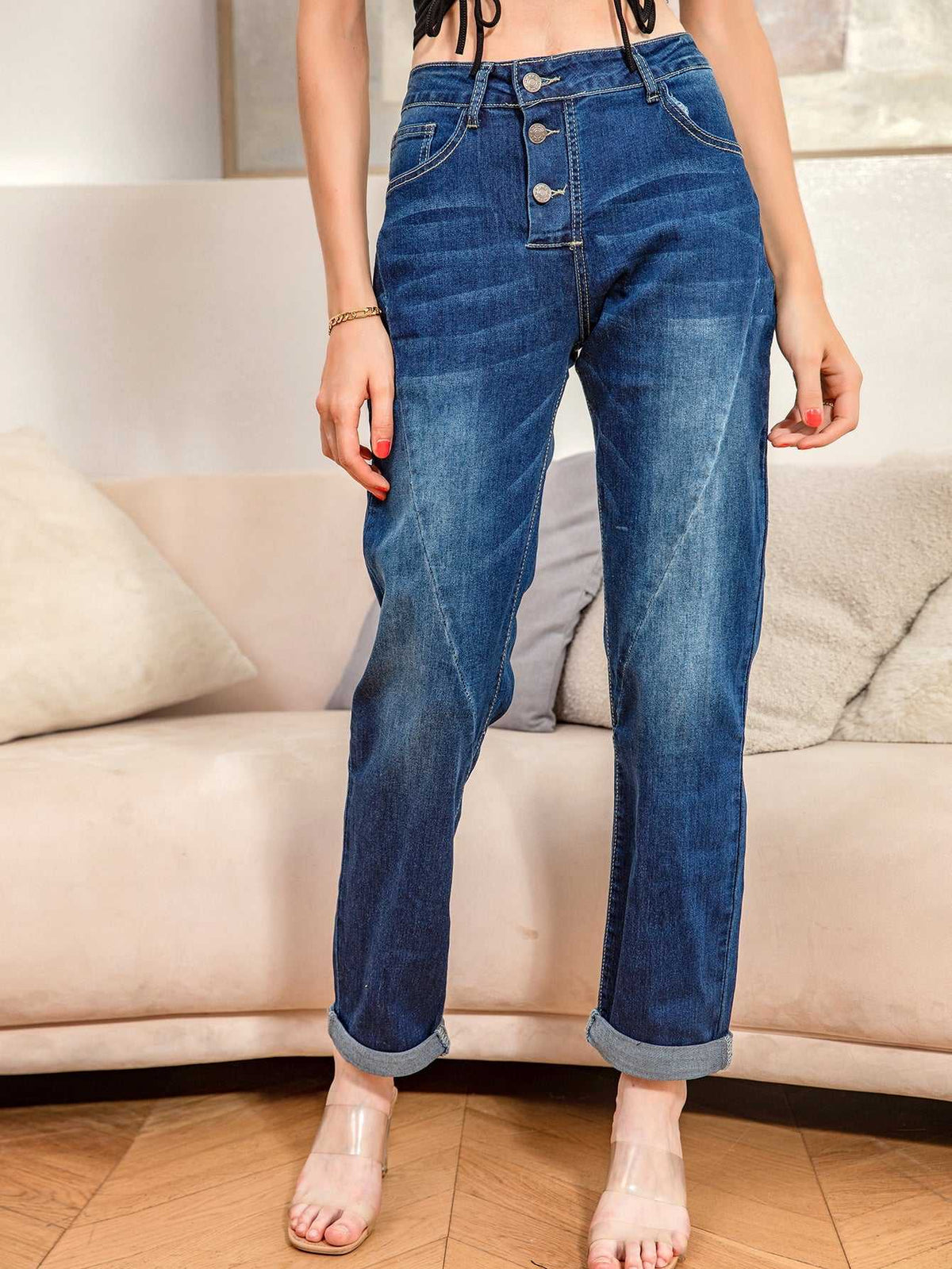 KittenAlarm - Womens Straight Leg Skinny Jeans Washed Denim Jeans Stretch Denim Pants