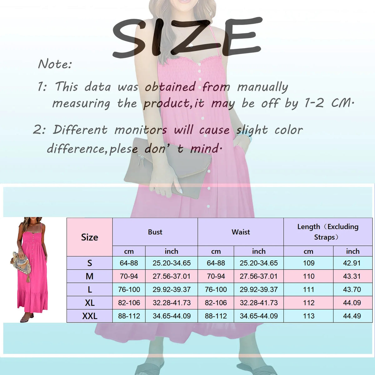Smocked Spaghetti Strap Button-Front Maxi Dress 6