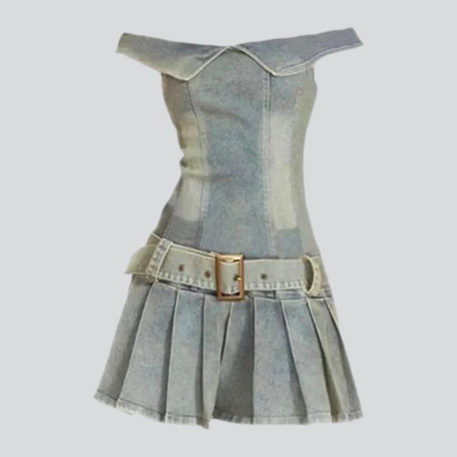 Women's strapless denim dress - Fashionpara