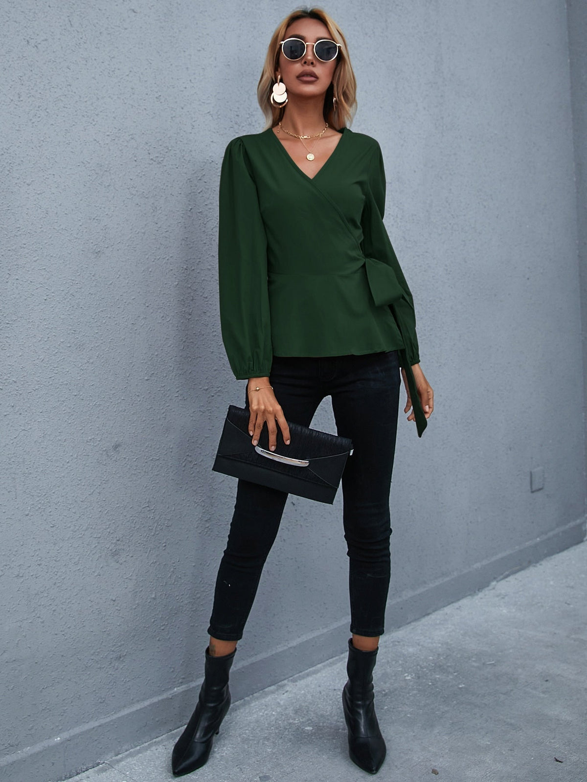 KittenAlarm - Wrap Tie Side Blouse