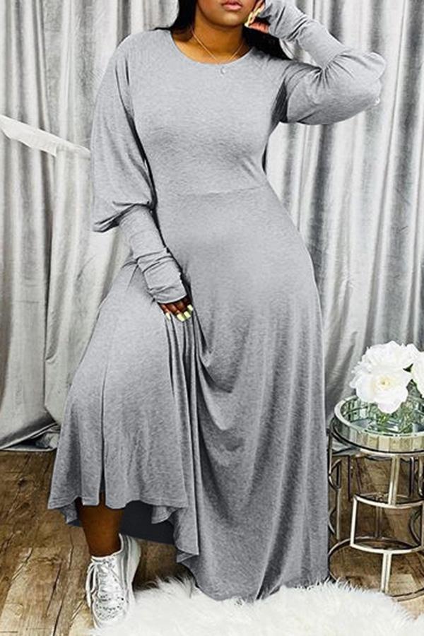Casual Loose Solid Color Maxi Dress Plus Size Fashionpara