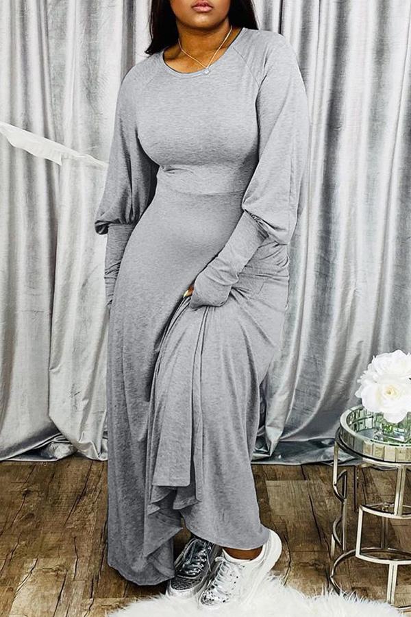 Casual Loose Solid Color Maxi Dress Plus Size Fashionpara