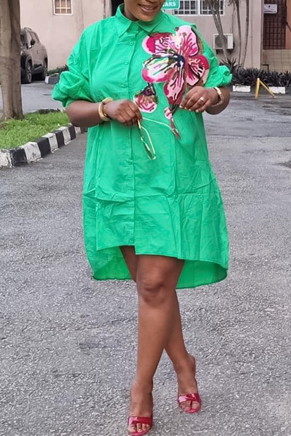 Fashion Floral Print Loose Shirt Mini Dresses Fashionpara