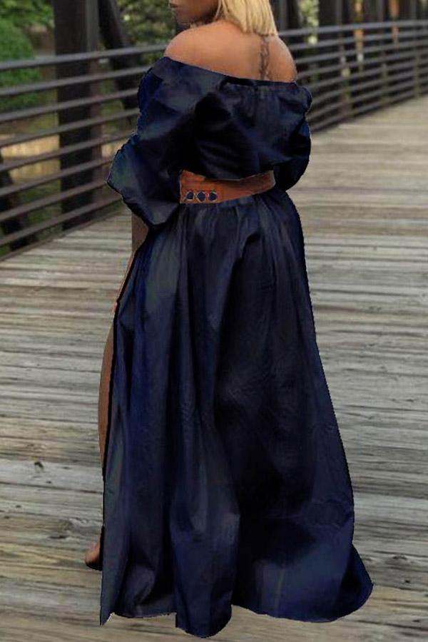 Sexy Off Shoulder Single Breasted Slit Maxi Dress (without belt) Fashionpara