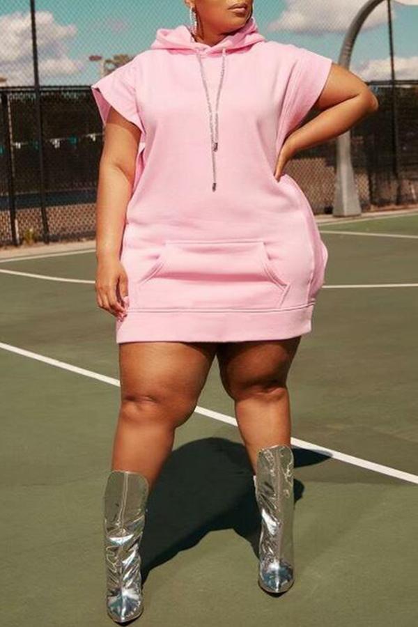 Trendy Color Sleeveless Wide Shoulder Hooded Mini Dress Fashionpara